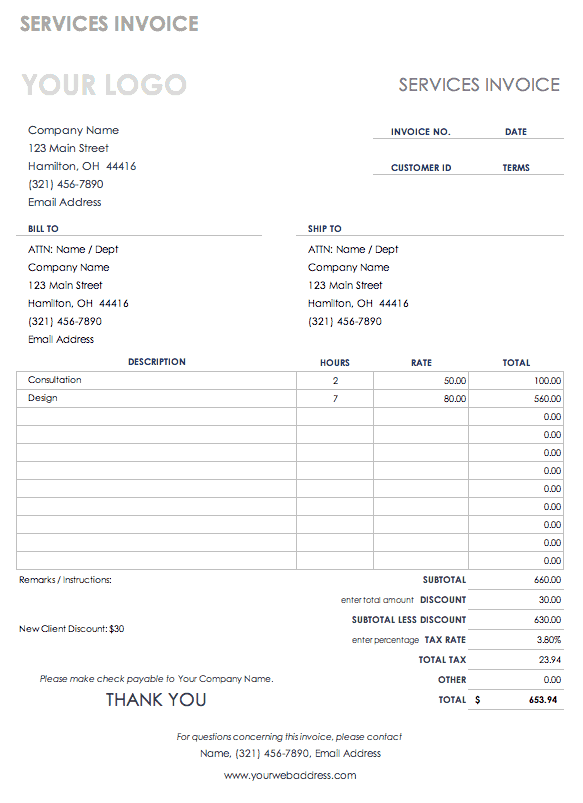 office tour bill format