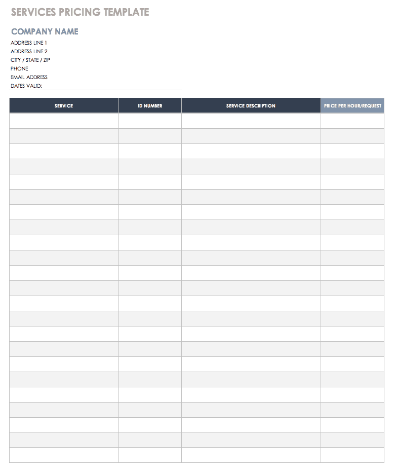 cost structure template