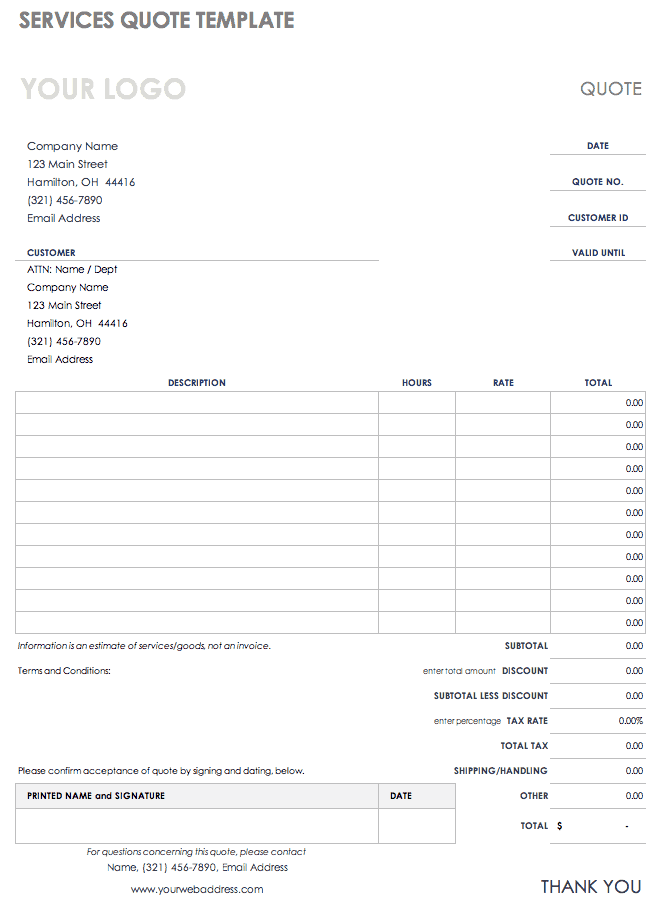 Free Job Quote Templates