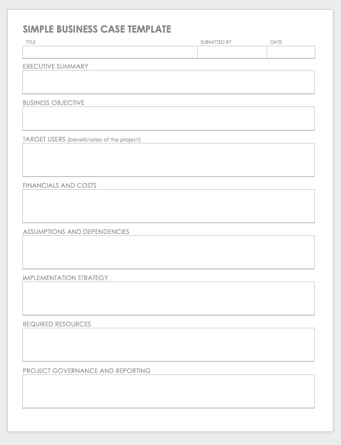 Simple Business Case Template Word