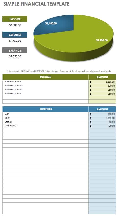 financial plan excel template