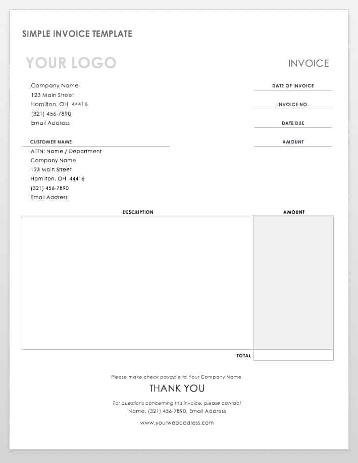 Invoice template in word format free download