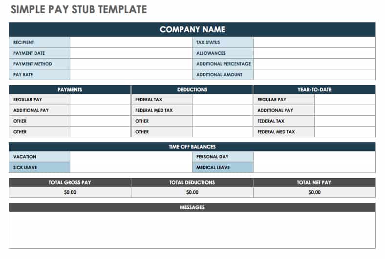 Excel Paystub Template