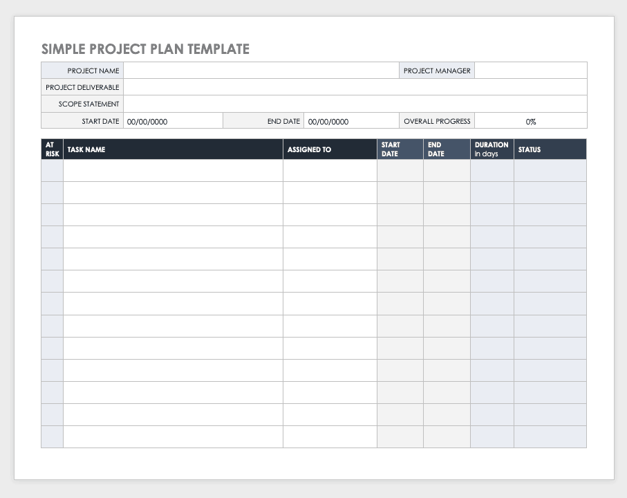 project planner template for excel