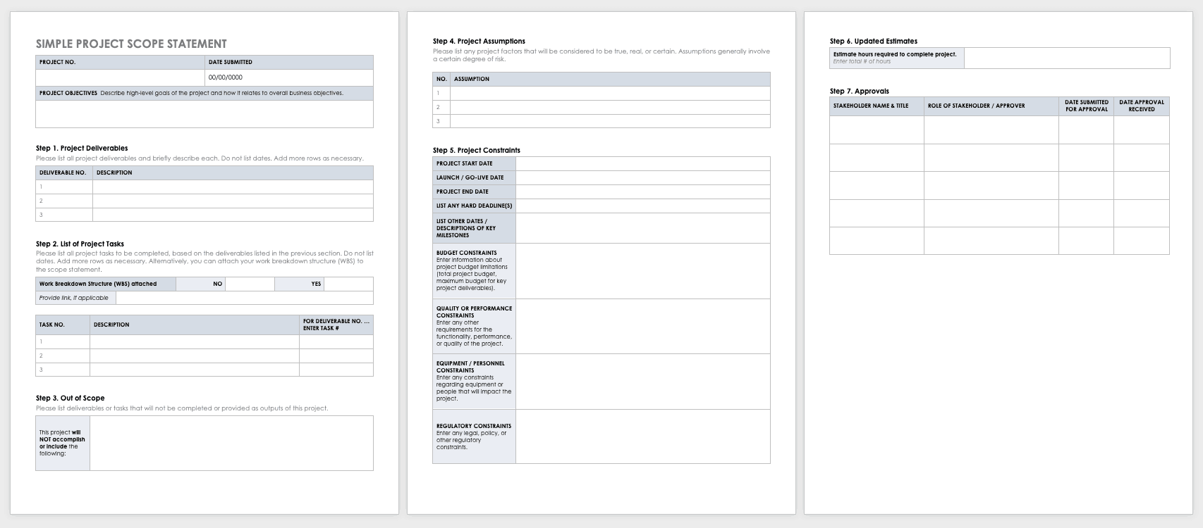 Project Scope Statement Template Excel