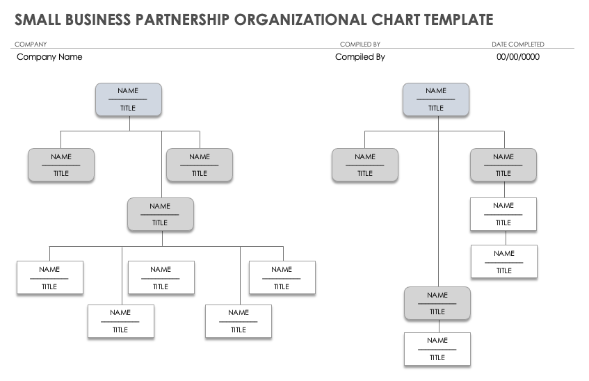 Small Business Partnership Organizational Chart Template