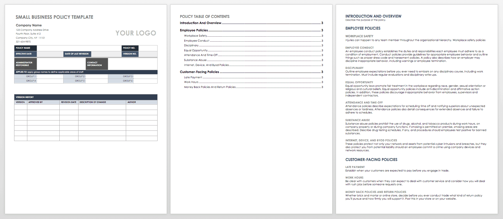 Free Policy And Procedure Templates Smartsheet