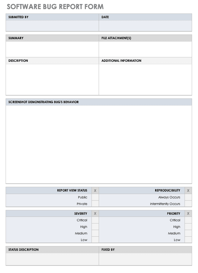 20  Bug Report Template Xls Sample Templates Sample Templates