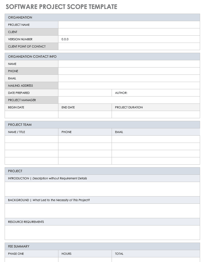 Free Project Scope Templates Smartsheet