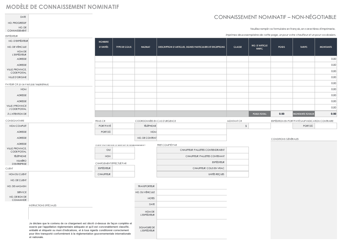 Saia Printable Bill Of Lading 6036