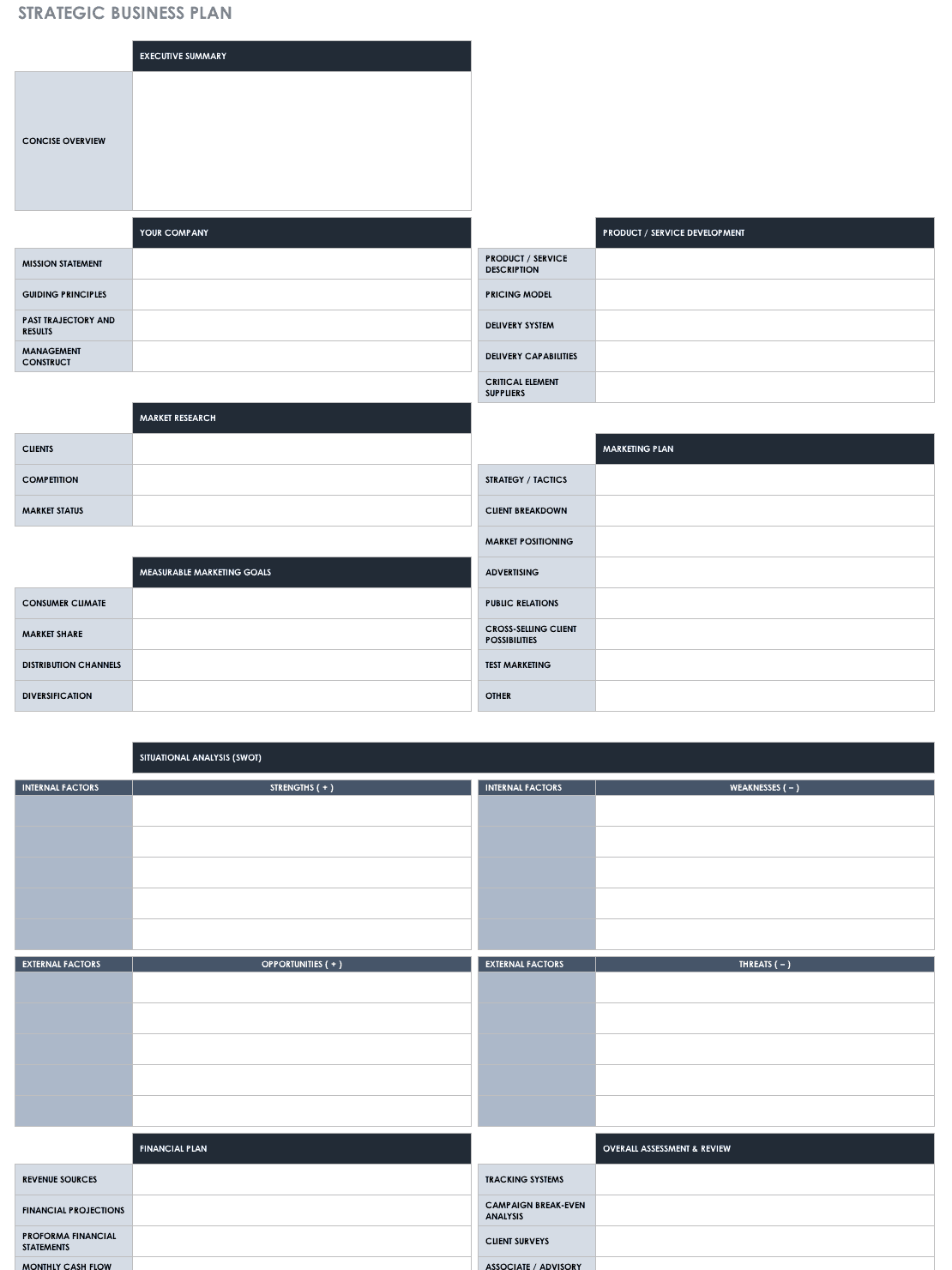 planning templates excel