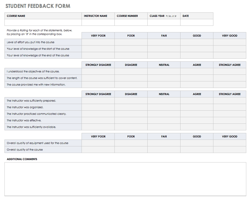 Student Feedback Form Template