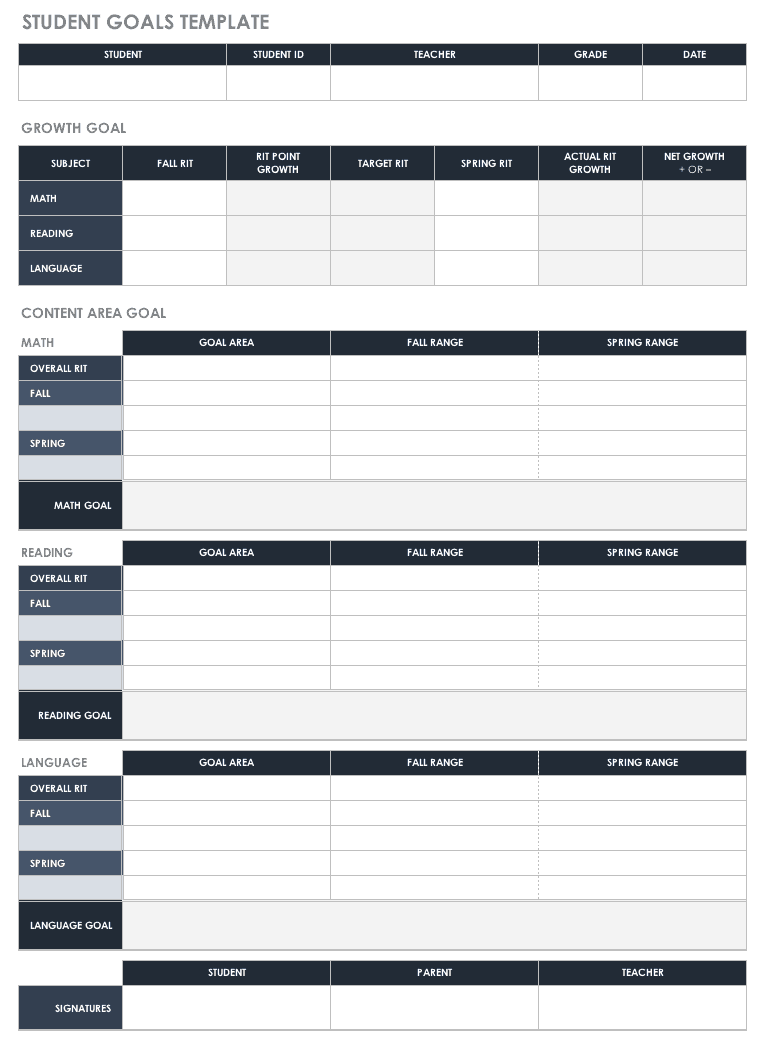 Free Goal Setting and Tracking Templates Smartsheet