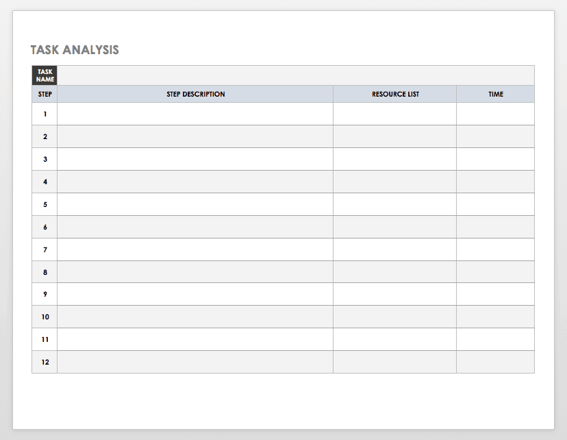 employee task list template word