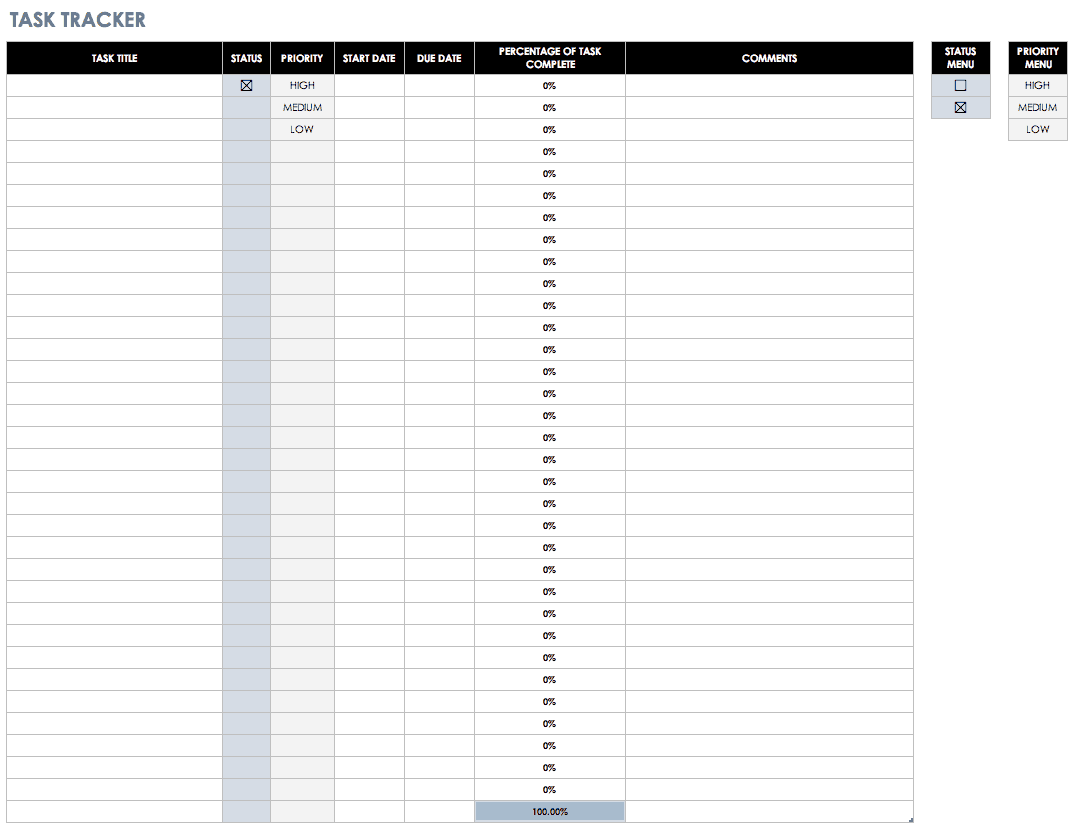 task tracking excel template