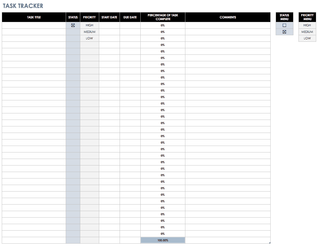 task excel template