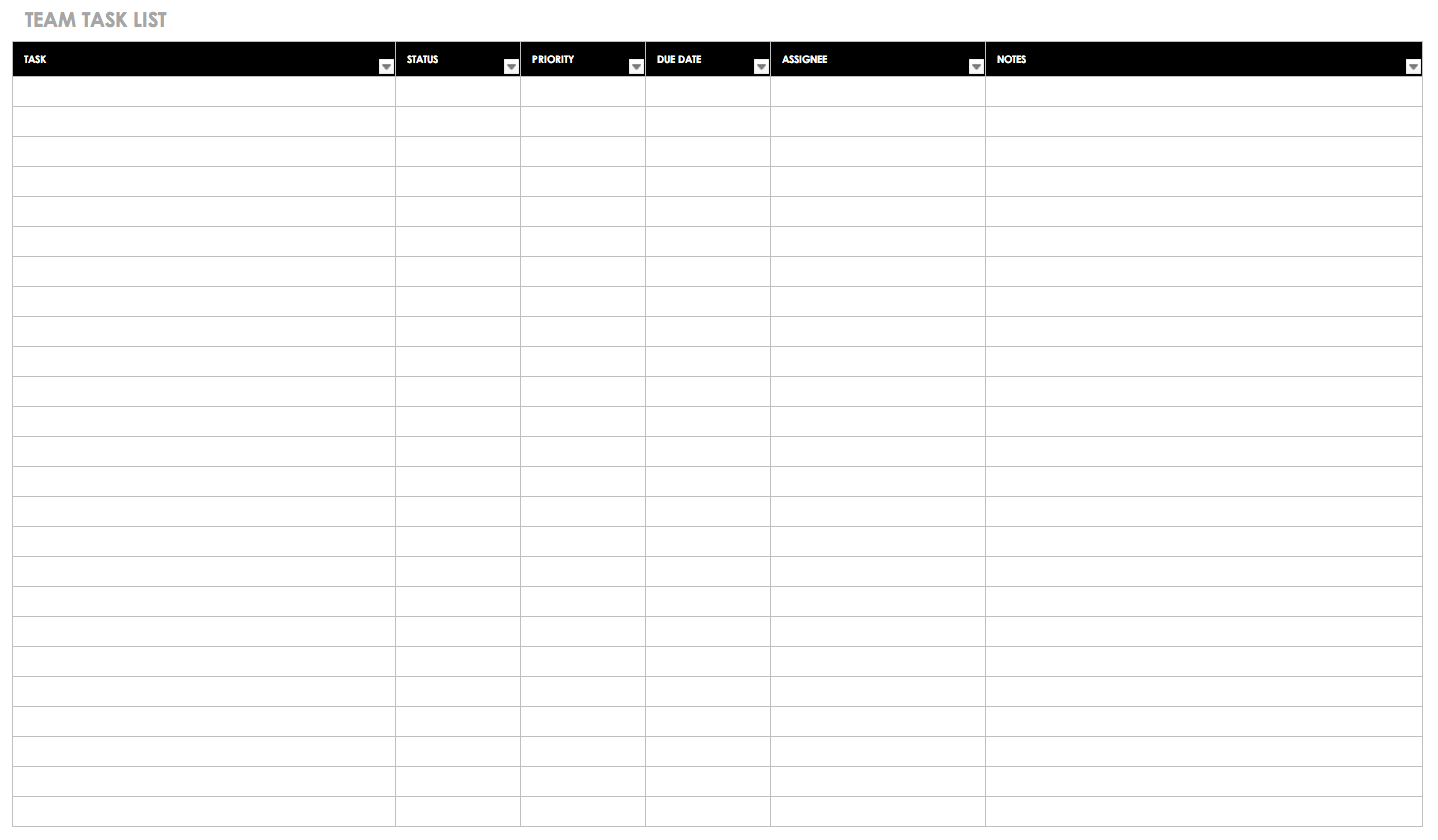 daily task template excel