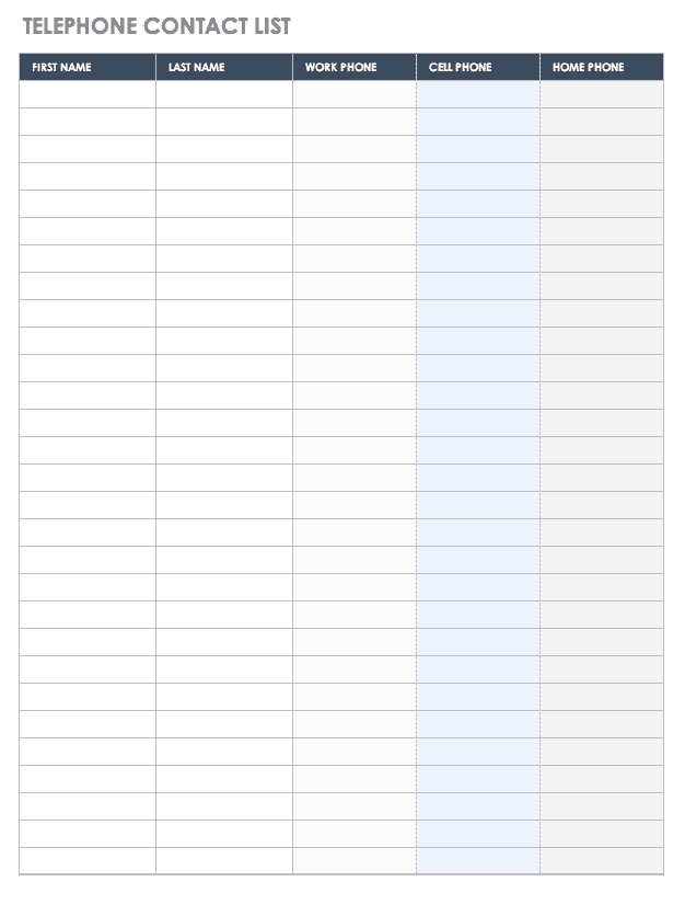 Free Contact List Templates Smartsheet (2022)