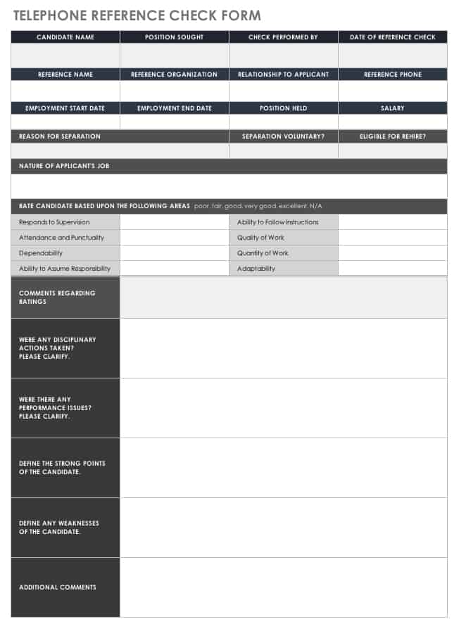 Reference Check Form Template | Classles Democracy