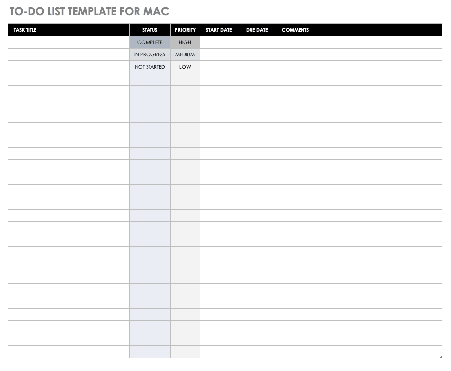 assembly list template excel for mac