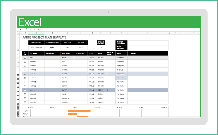 excel add on project planner