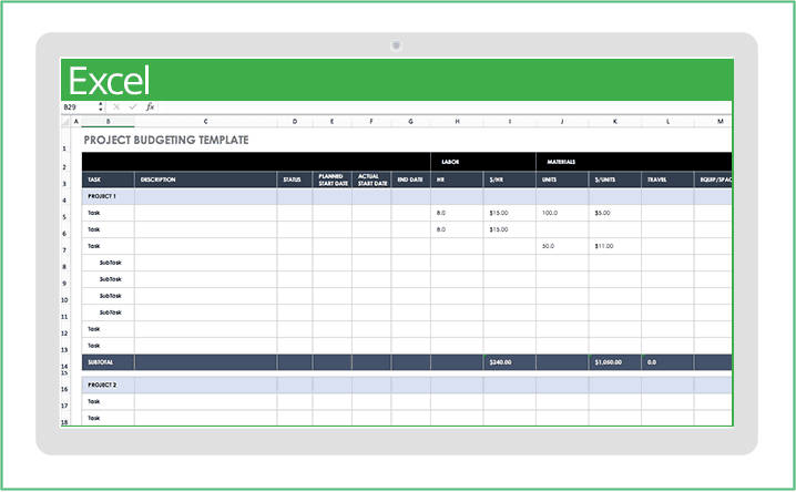 excel project planner template