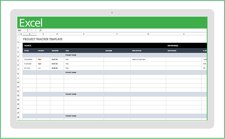 excel template for project management