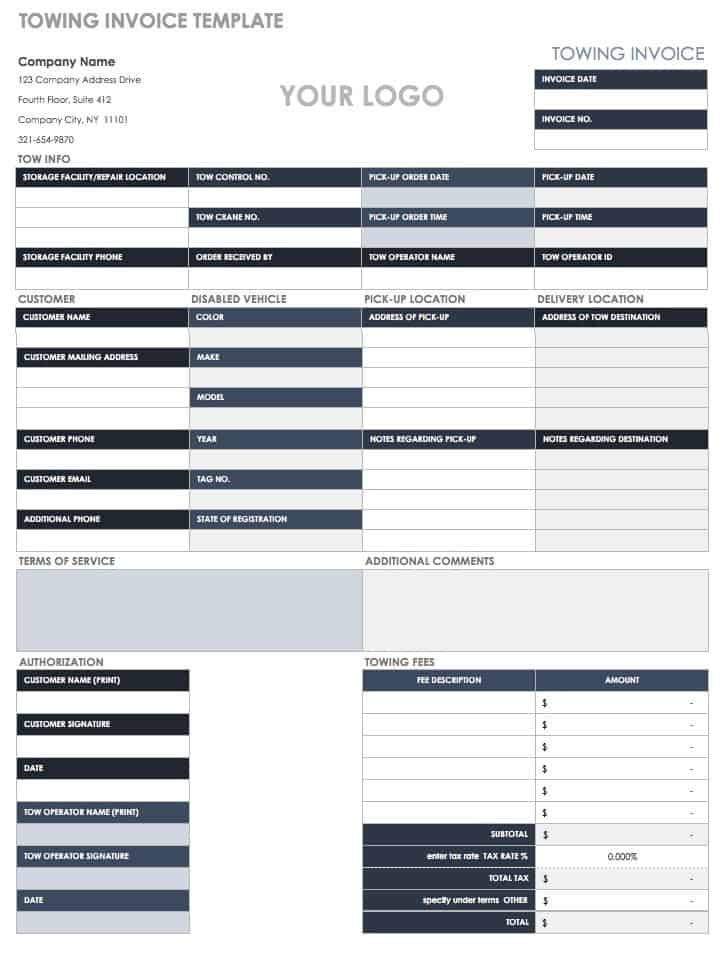 Towing Invoice Template Word