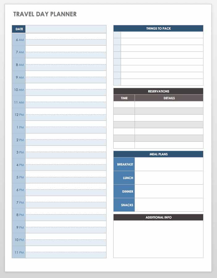 Holiday Itinerary Template Word DocTemplates