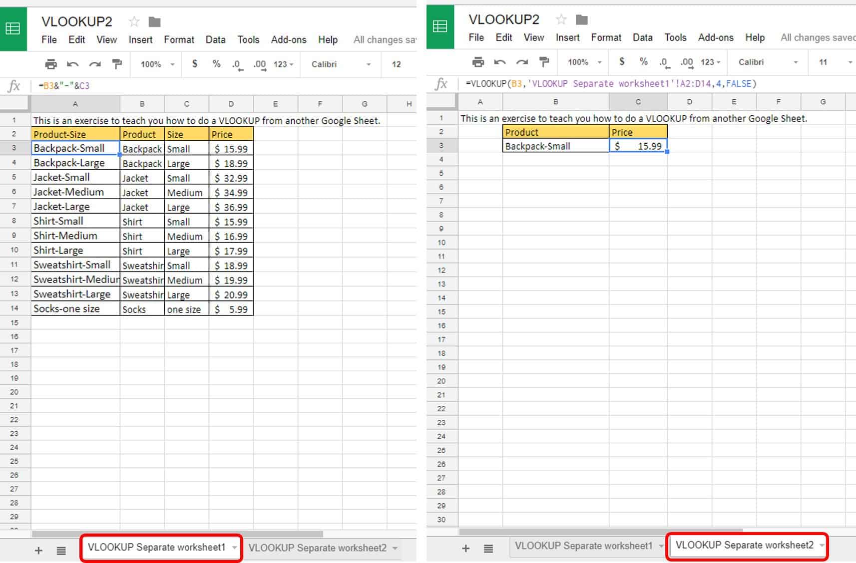 VLOOKUP Google sheet