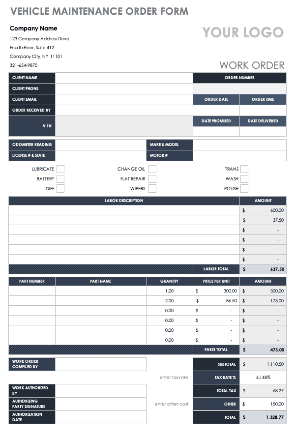 Free Order Form Templates