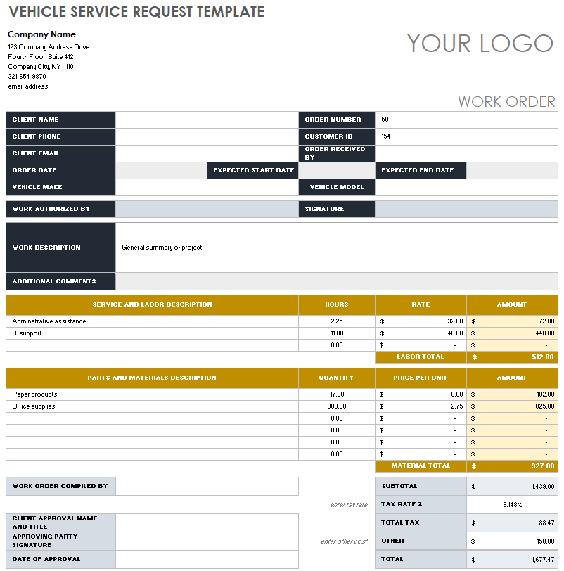 Request for Service Form