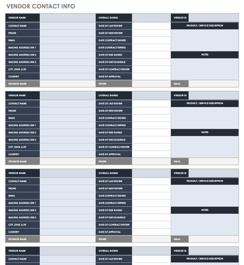 excel database template directory