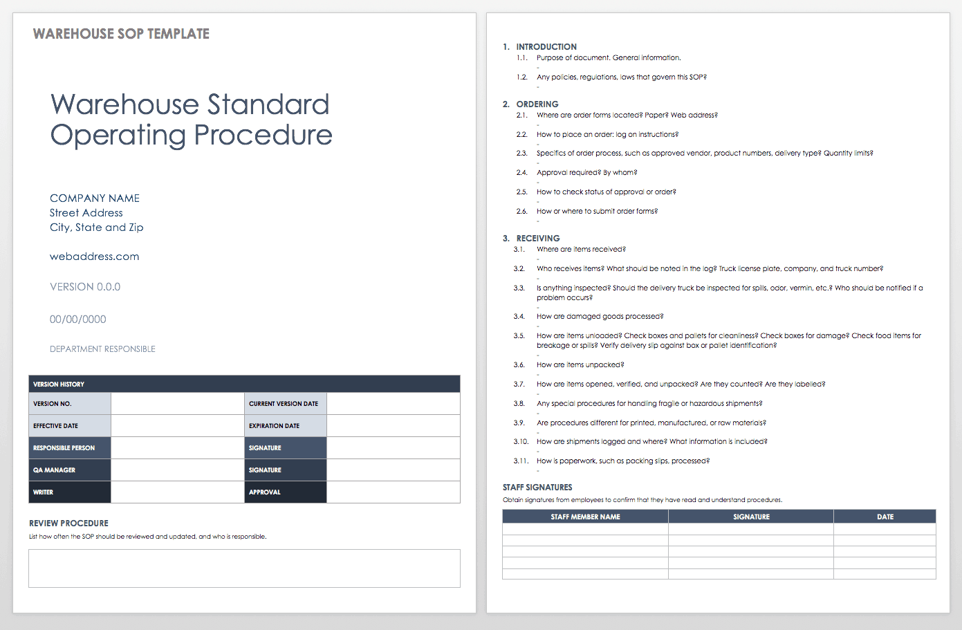 Format For Standard Operating Procedure Document