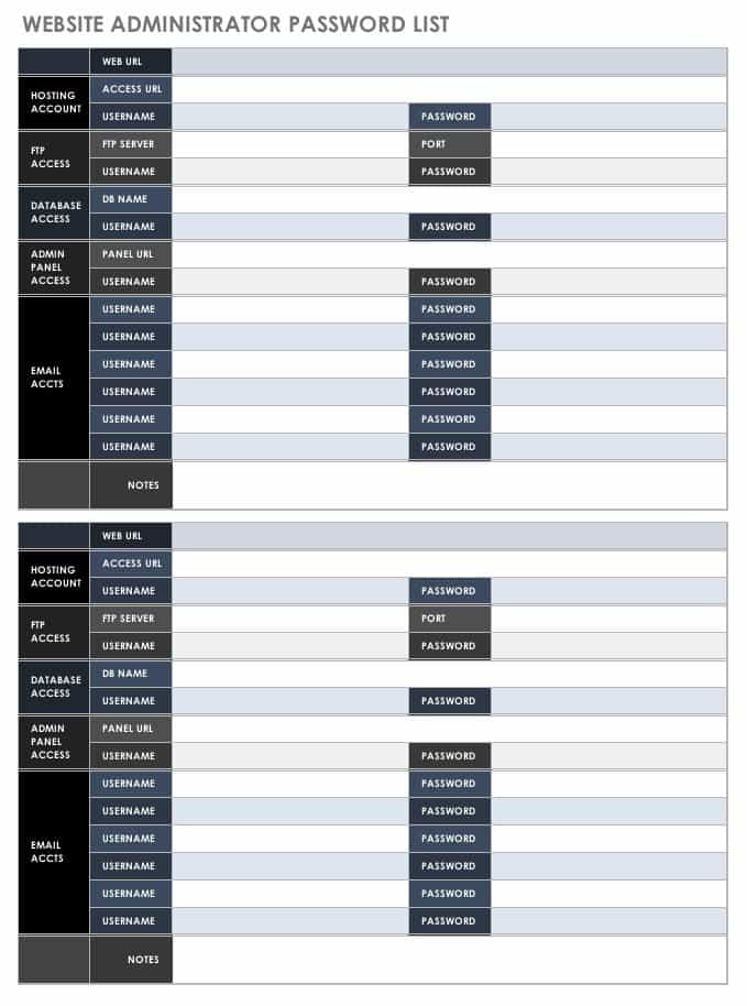 ms access password managment template