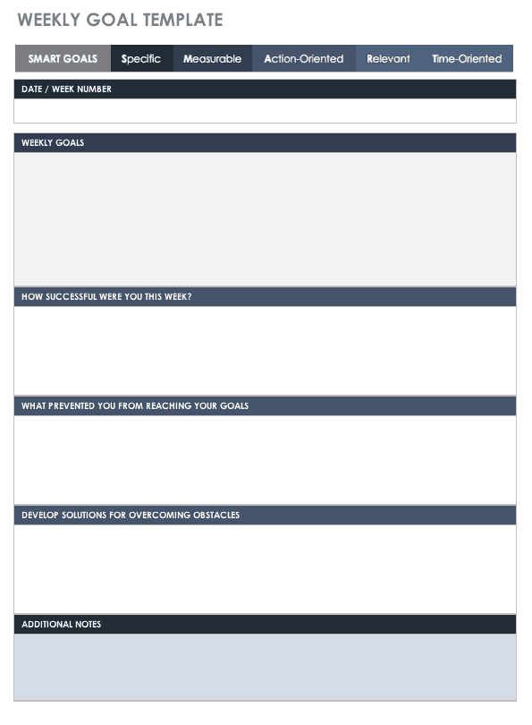 excel template goal tracking