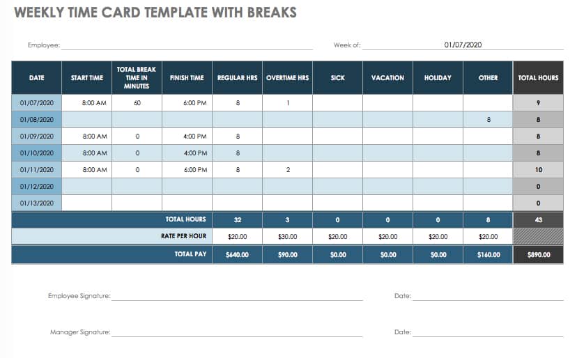 17 Free Timesheet and Time Card Templates Smartsheet