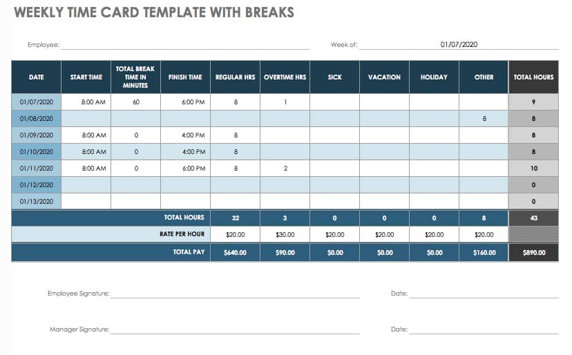 Calculate Time Card With Lunch Break at Bobbye Johnson blog