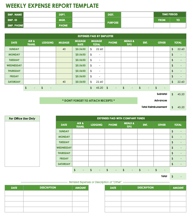 Monthly Business Expense Report Template TUTORE ORG Master Of Documents