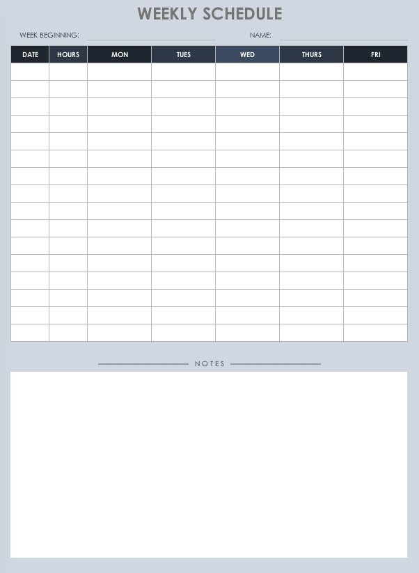 blank weekly schedule template