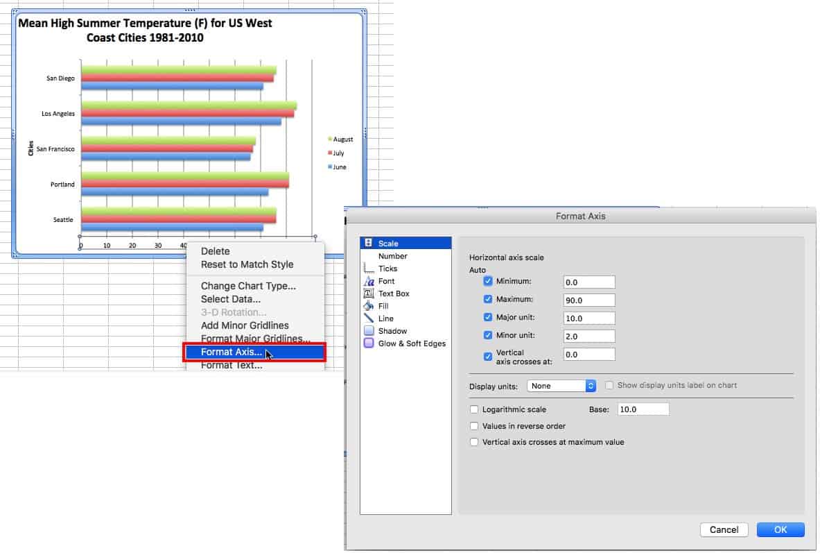 change grid line spacing excel for mac