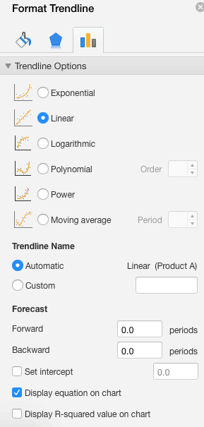 excel chart trendline equation