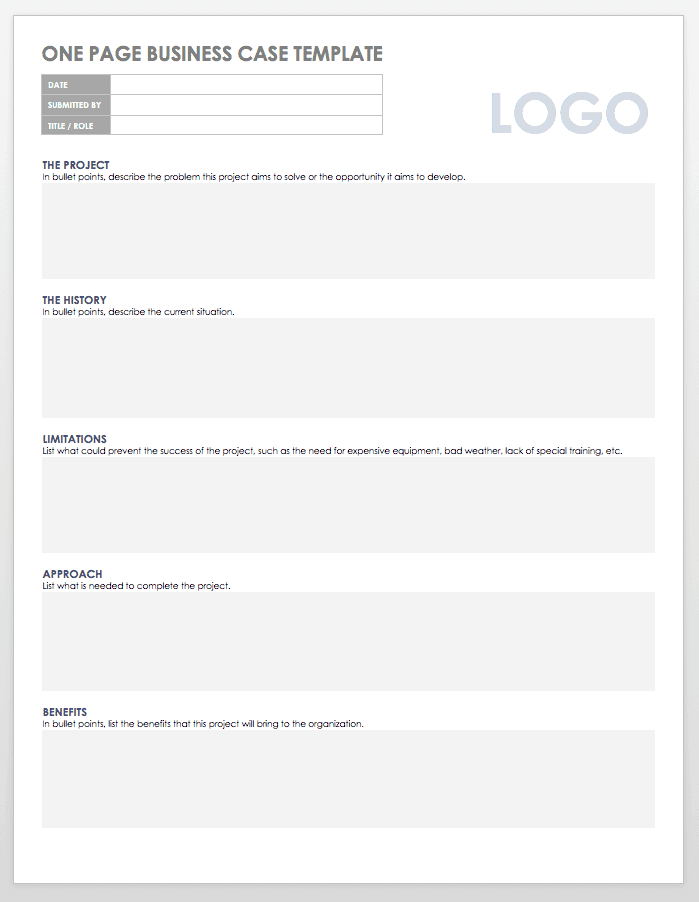 high level business case template