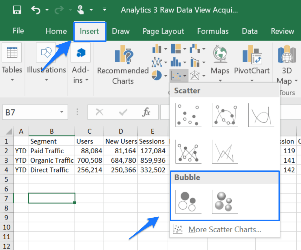 Comparative Bubble Chart Excel