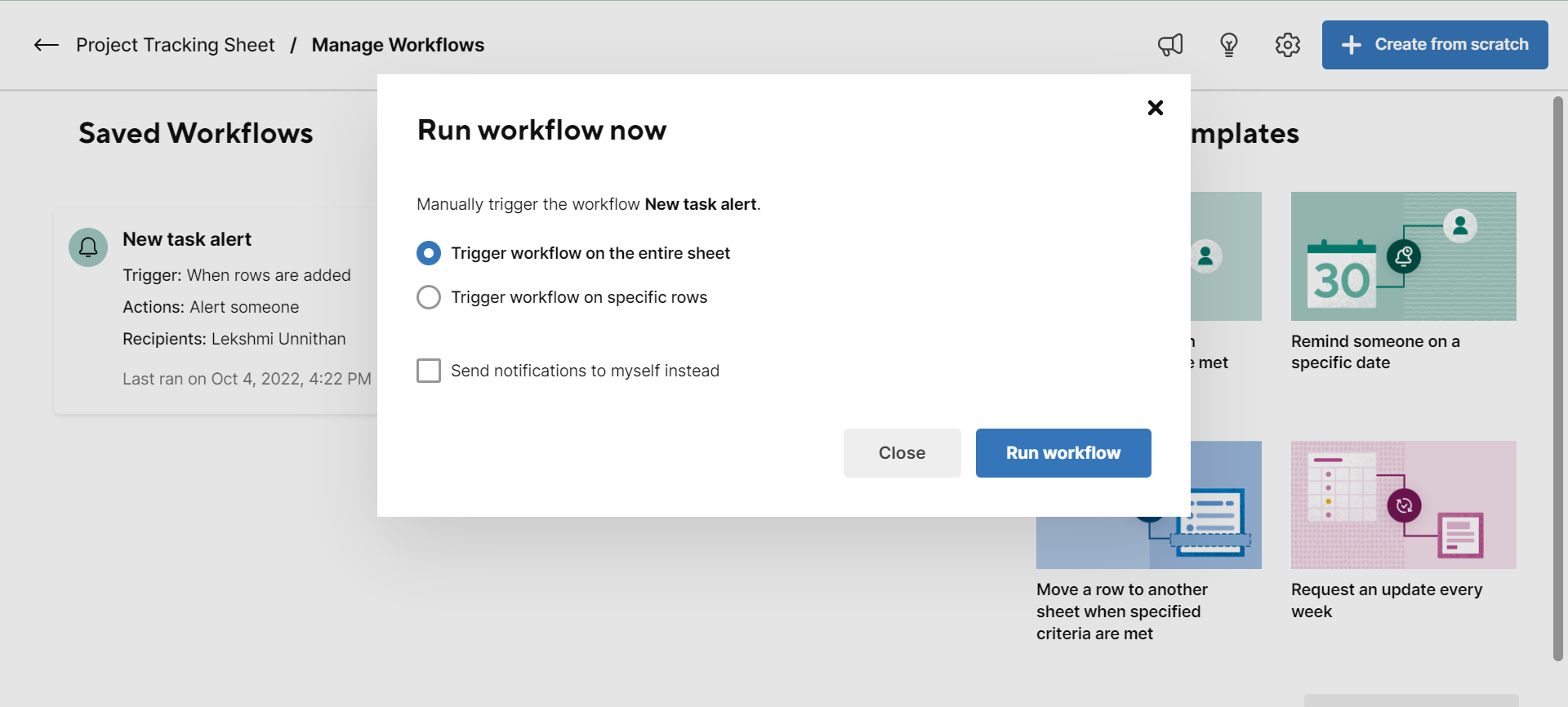 Run Workflow Now