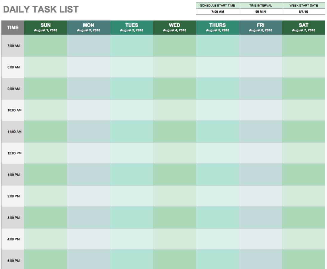 Printable Task List Sheet