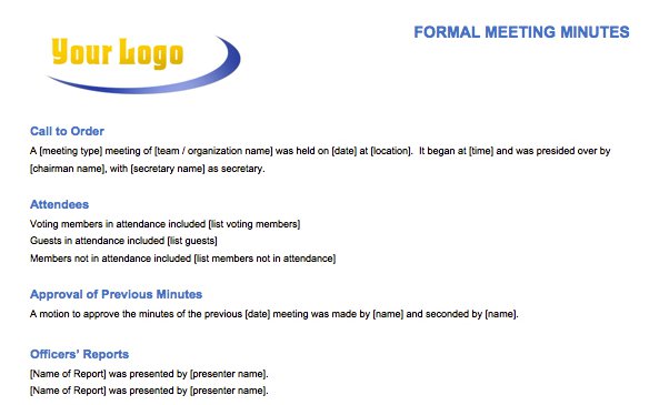 business meeting minutes template