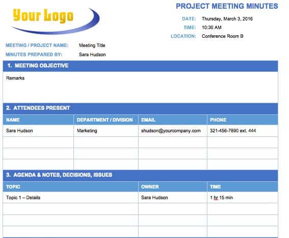 mocha project management meeting notes template