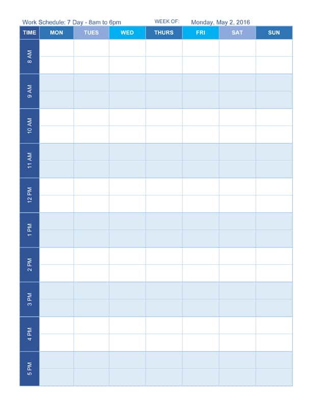 Time Schedule Template Free Download
