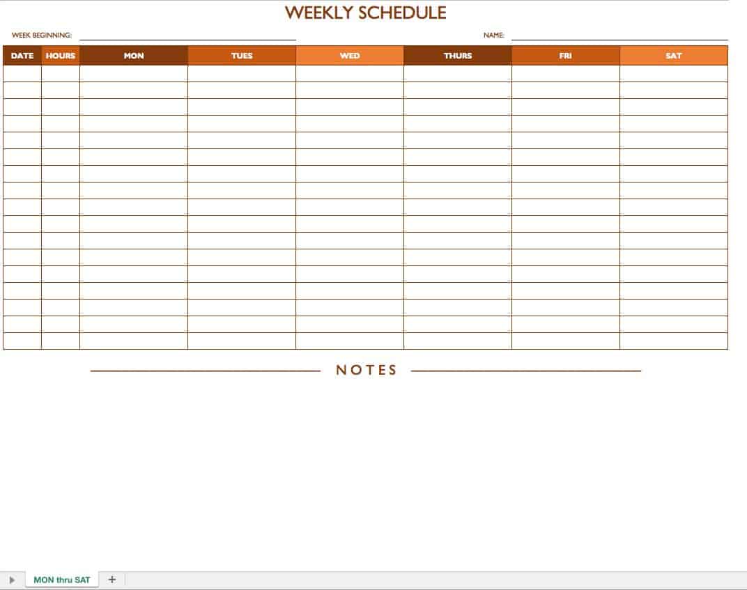 fun weekly work schedule template
